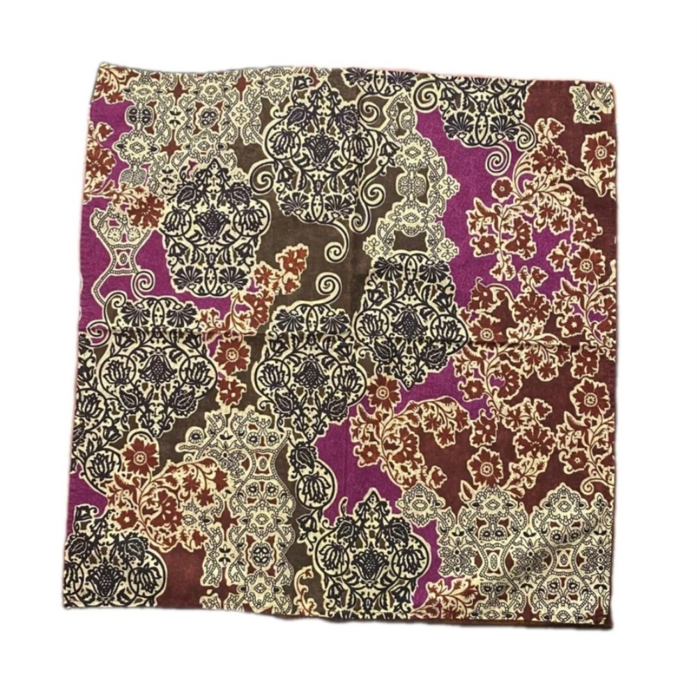Crate and Barrel Sybill Print  Burgundy Tan Plum Black Napkins Set Of 8 21"×21"